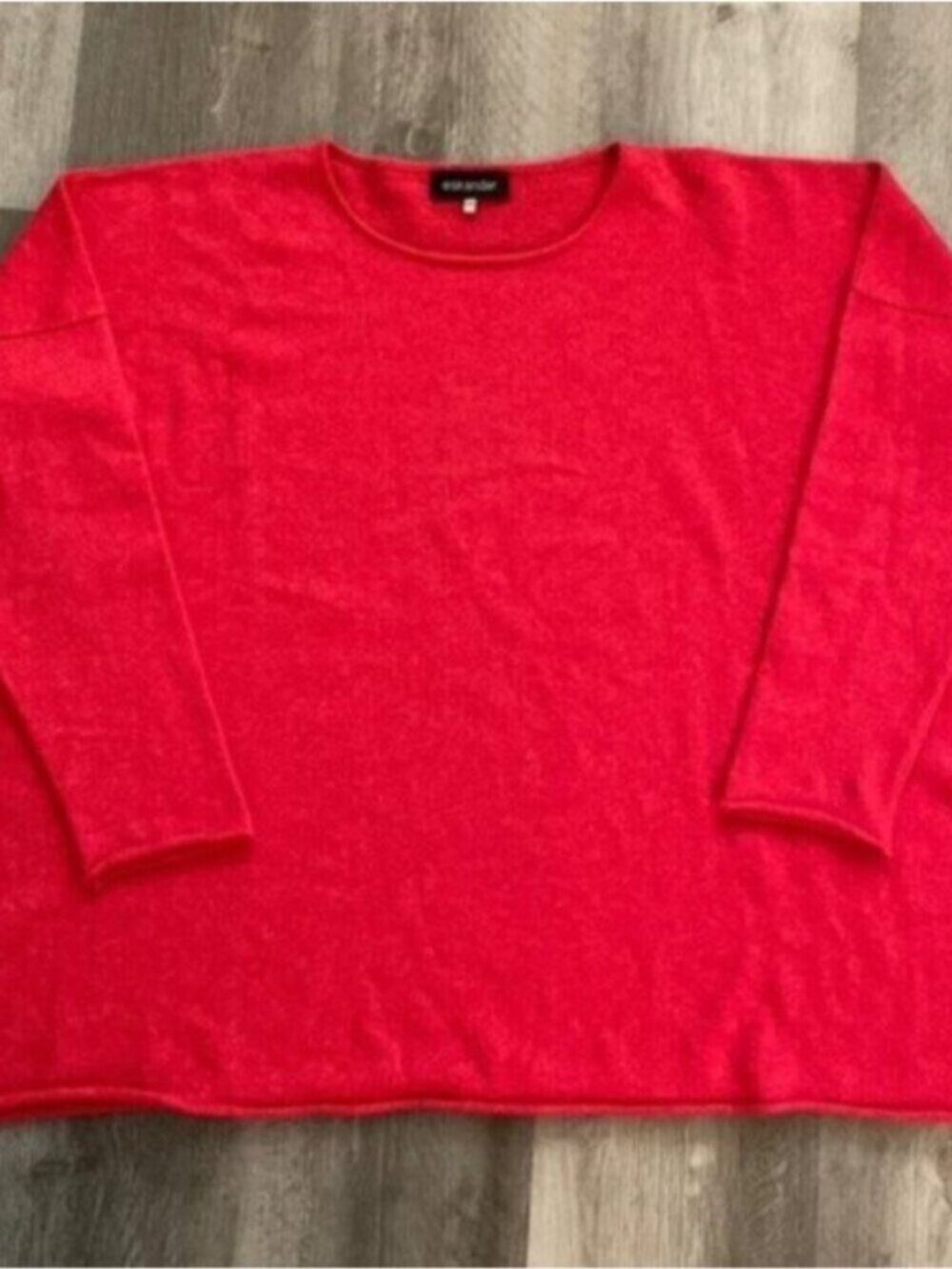 Eskandar 100% Cashmere Knit Sweater Pink Red Rolled Hems Designer One Size OS